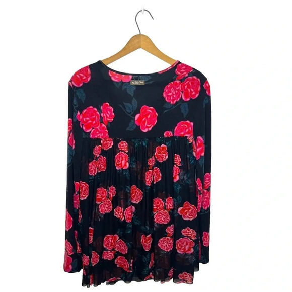 MATILDA JANE Winter Blooms Babydoll Layered Long Sleeve Tunic Blouse - Picture 5 of 11